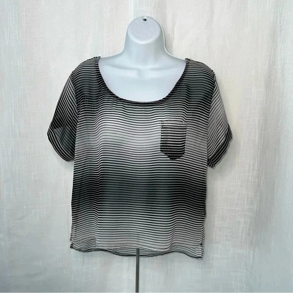 Kirra Striped Sheer Ombré Y2K Blouse Size Large